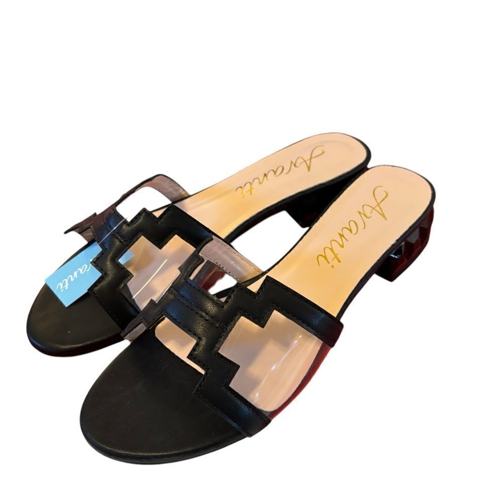 Avanti Black Hand-Crafted Women's Slide Sandals. Very Sharp Looking. - Picture 2 of 8